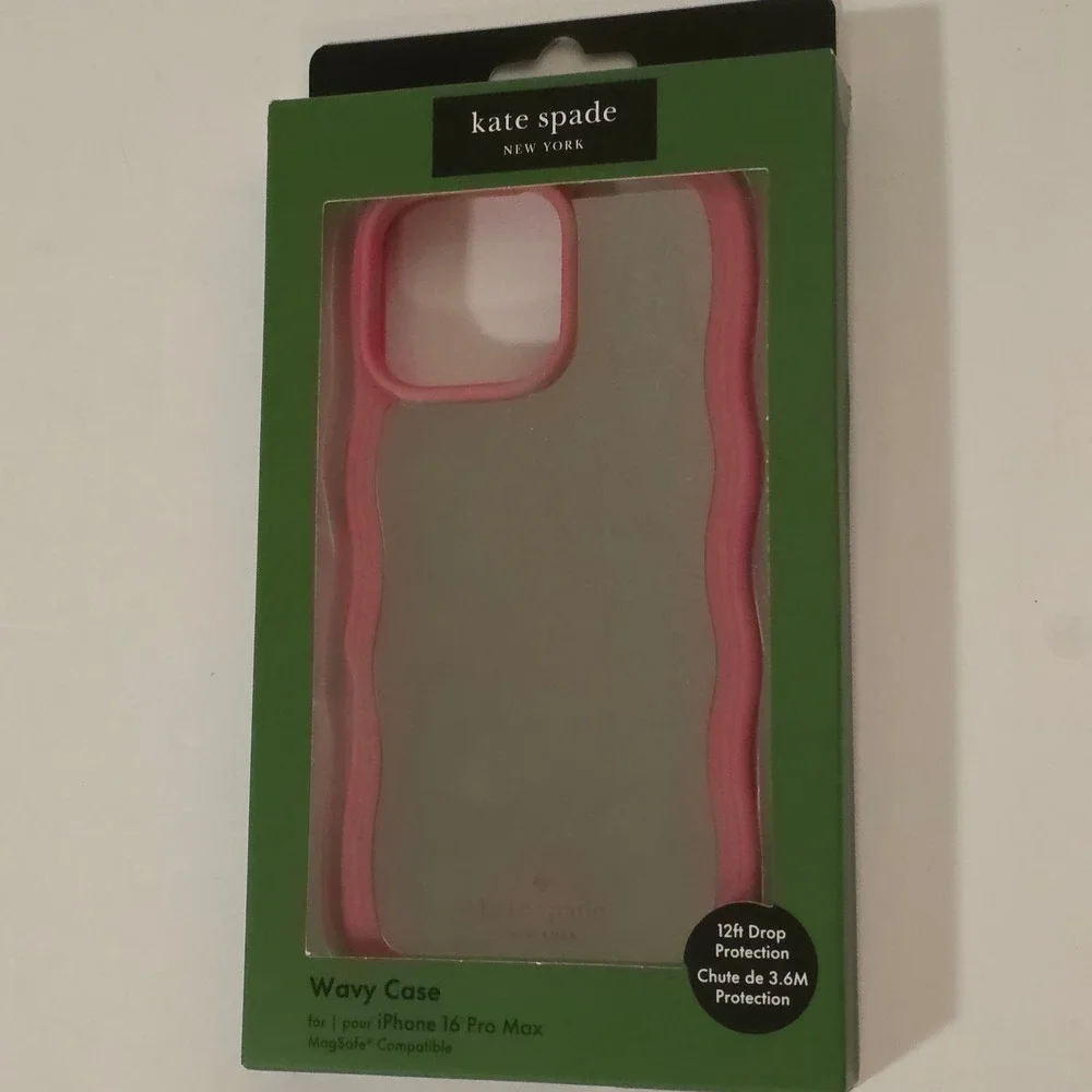 NEW Kate Spade iPhone 16 Pro Max Wavy Case Pink Mirror MagSafe Protective Cover